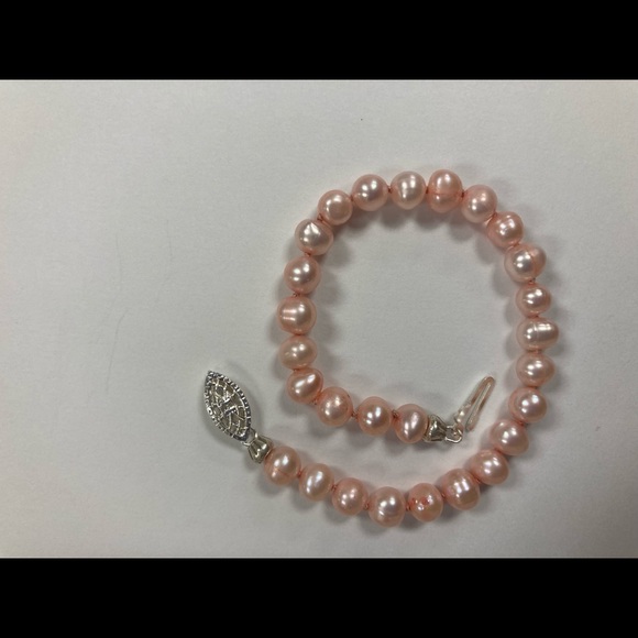 Freshwater pink pearl bracelet with sterling silver clasp 7” - Picture 7 of 7